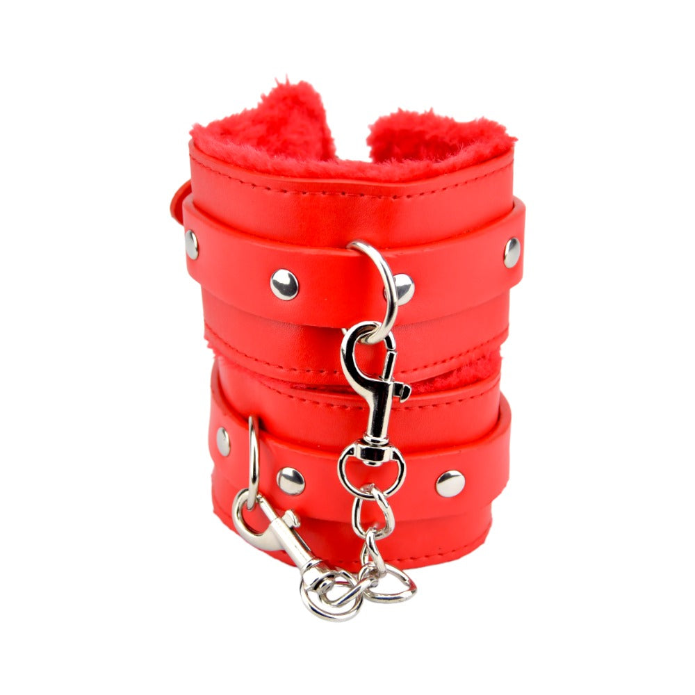 Bound to Please Furry Plush Wrist Cuffs (Red) – Plush Wrist Cuffs Restraints