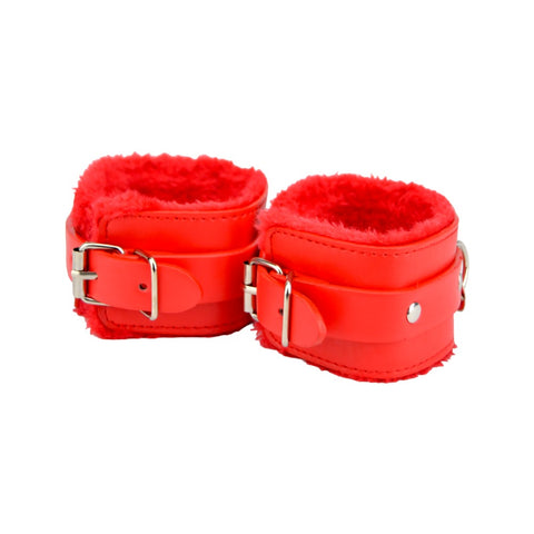 Bound to Please Furry Plush Wrist Cuffs (Red) – Plush Wrist Cuffs Restraints