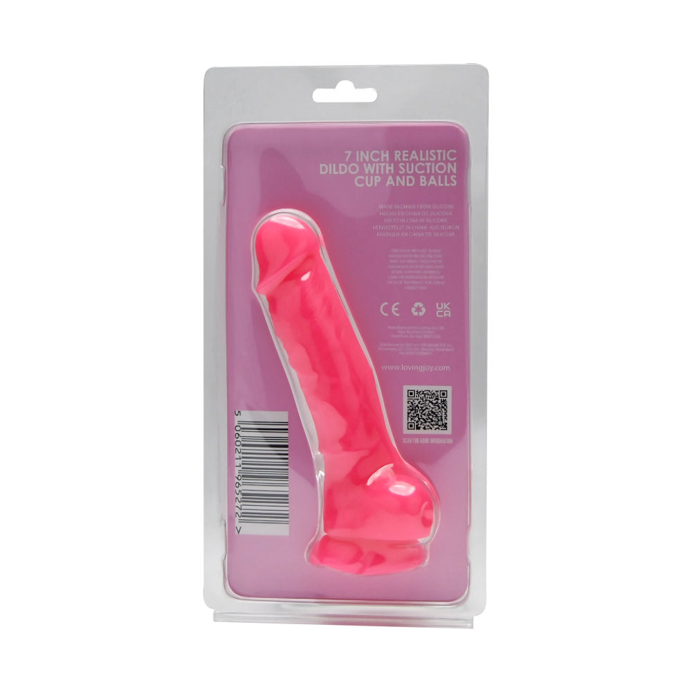 Loving Joy 7.3 Inch Realistic Silicone Dildo (Pink) – Harness Compatible Suction Cup Dildo > Dildos > Realistic Dildos
