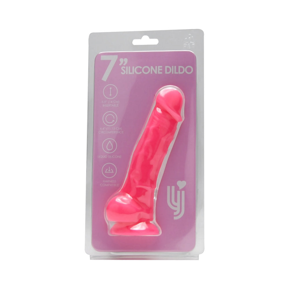 Loving Joy 7.3 Inch Realistic Silicone Dildo (Pink) – Harness Compatible Suction Cup Dildo > Dildos > Realistic Dildos