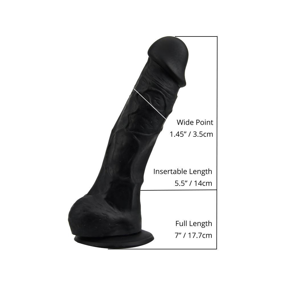 Loving Joy 7.3 Inch Realistic Silicone Dildo (Black) – Harness Compatible Dildo with Suction Cup > Dildos > Realistic Dildos