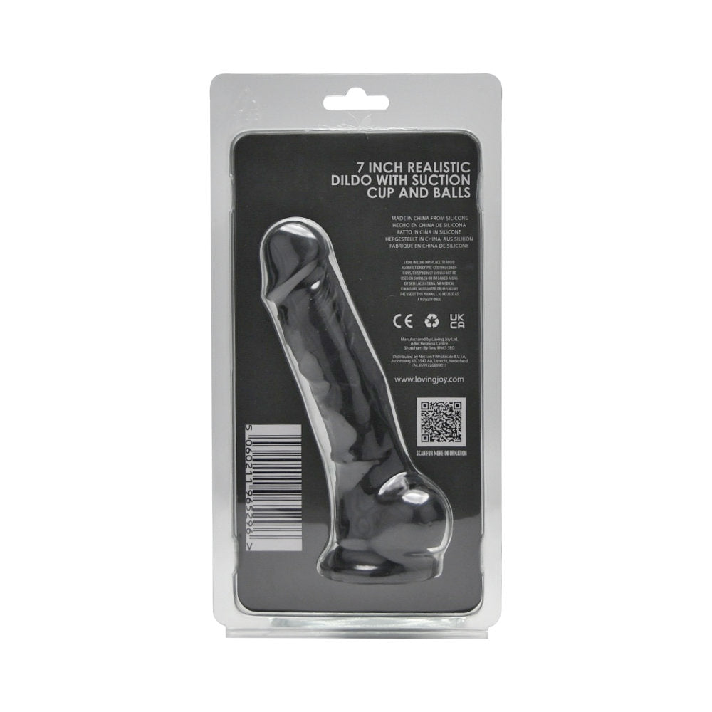 Loving Joy 7.3 Inch Realistic Silicone Dildo (Black) – Harness Compatible Dildo with Suction Cup > Dildos > Realistic Dildos