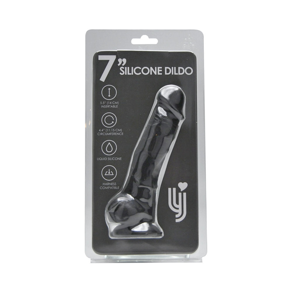 Loving Joy 7.3 Inch Realistic Silicone Dildo (Black) – Harness Compatible Dildo with Suction Cup > Dildos > Realistic Dildos