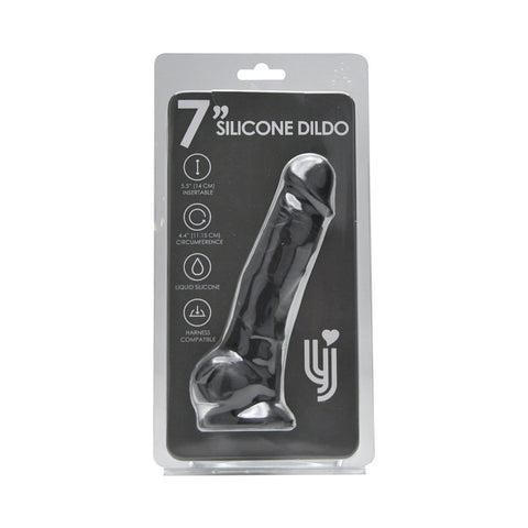 Loving Joy 7.3 Inch Realistic Silicone Dildo (Black) – Harness Compatible Dildo with Suction Cup > Dildos > Realistic Dildos