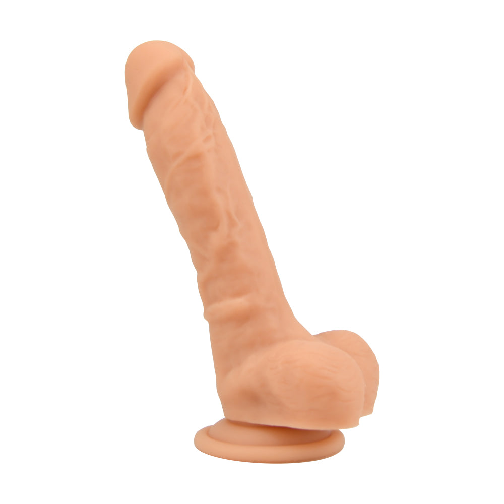 Loving Joy 8.35 Inch Realistic Silicone Dildo with Suction Cup and Balls Vanilla – Harness Compatible Dildo > Dildos > Realistic Dildos