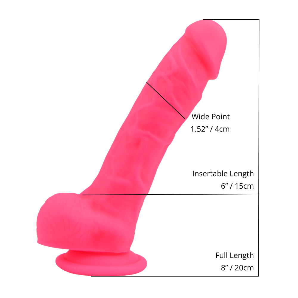 Loving Joy 8 Inch Realistic Silicone Dildo (Pink) – Strong Suction Base Silicone Dildo DONGS