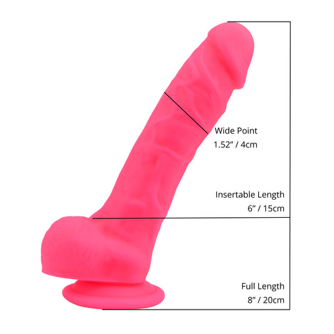 Loving Joy 8 Inch Realistic Silicone Dildo (Pink) – Strong Suction Base Silicone Dildo DONGS