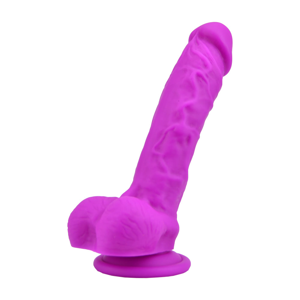 Loving Joy 8.35 Inch Realistic Silicone Dildo (Purple) – Harness Compatible Dildo with Suction Cup and Balls Secondary image