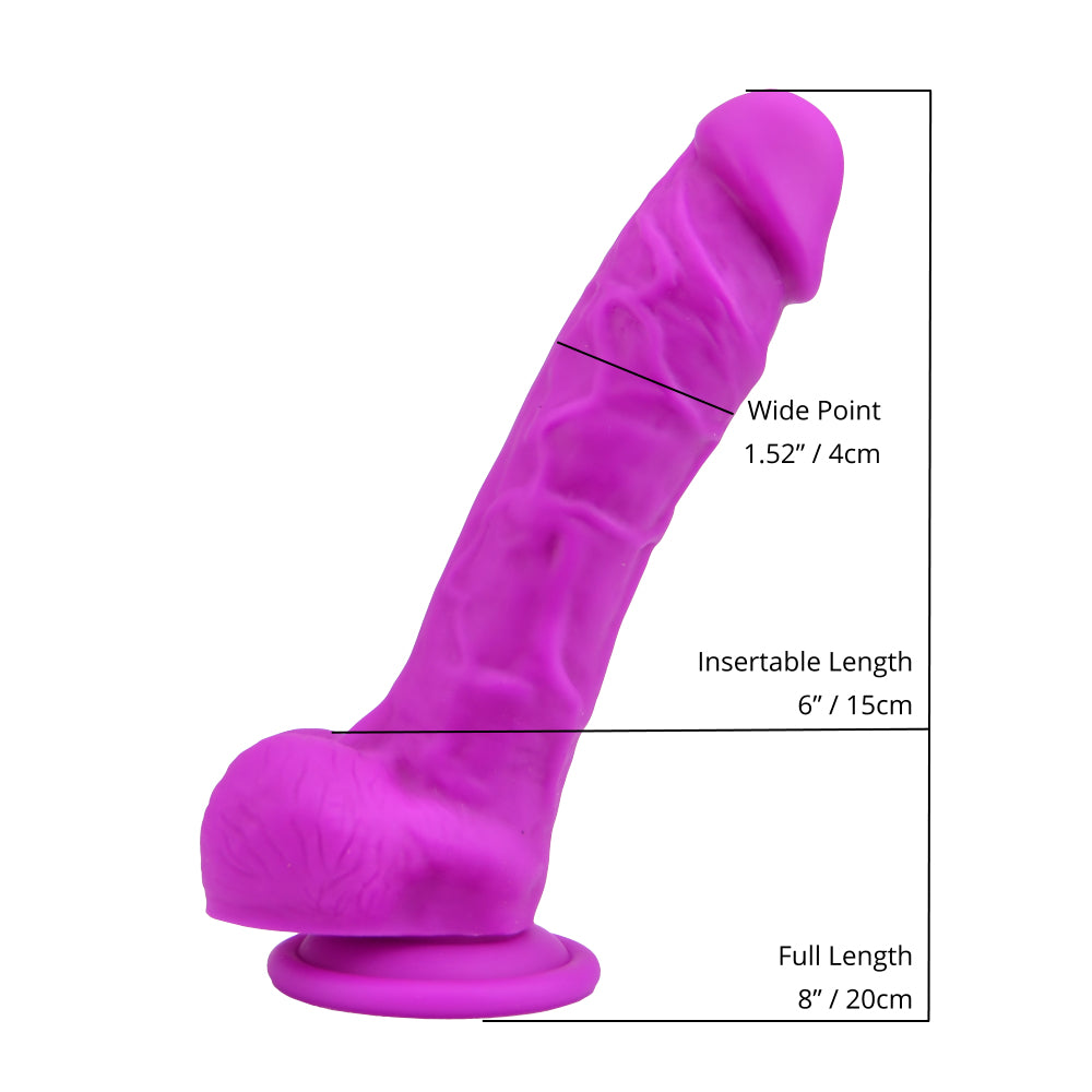 Loving Joy 8.35 Inch Realistic Silicone Dildo (Purple) – Harness Compatible Dildo with Suction Cup and Balls > Dildos > Realistic Dildos
