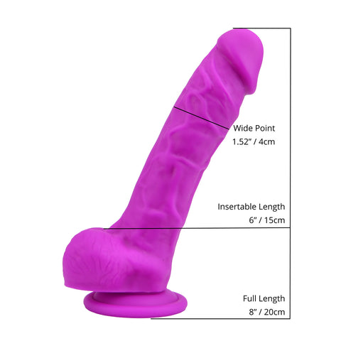 Loving Joy 8.35 Inch Realistic Silicone Dildo (Purple) – Harness Compatible Dildo with Suction Cup and Balls > Dildos > Realistic Dildos