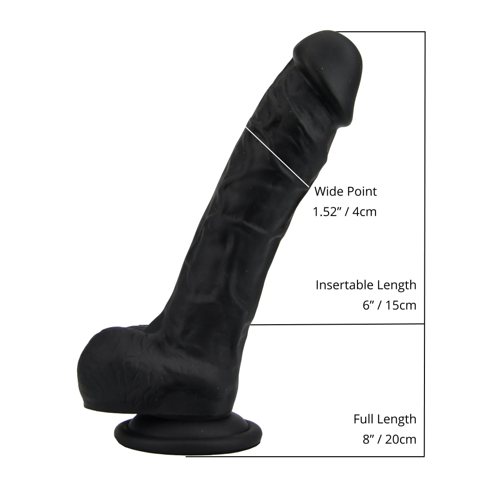Loving Joy Realistic Silicone Dildo Black – 8.35 Inch Length 1.77 Inch Diameter Harness Compatible Dildo > Dildos > Realistic Dildos