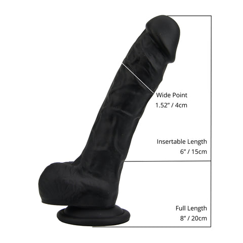 Loving Joy Realistic Silicone Dildo Black – 8.35 Inch Length 1.77 Inch Diameter Harness Compatible Dildo Dongs Realistic