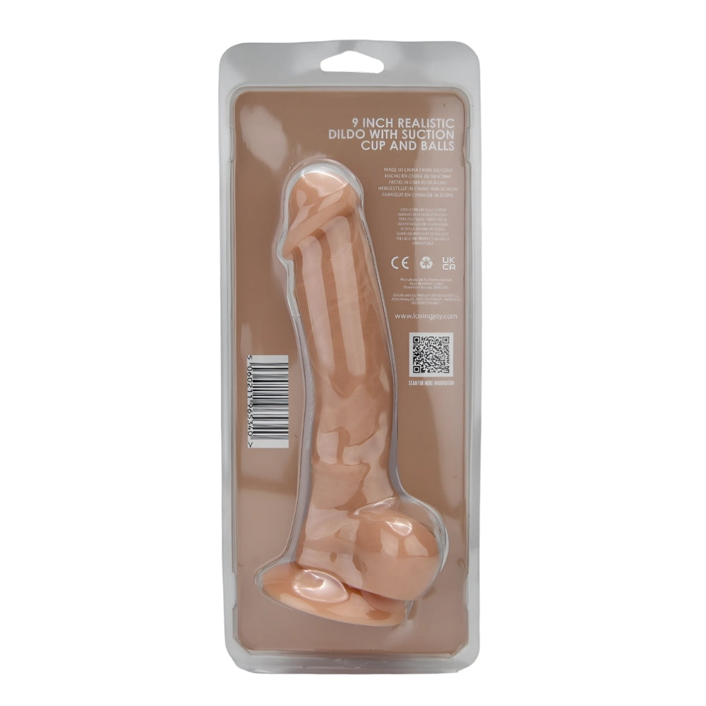 Loving Joy 9 Inch Realistic Silicone Dildo (Vanilla) – Strong Suction Base Harness Compatible Dildo > Dildos > Large Dildos