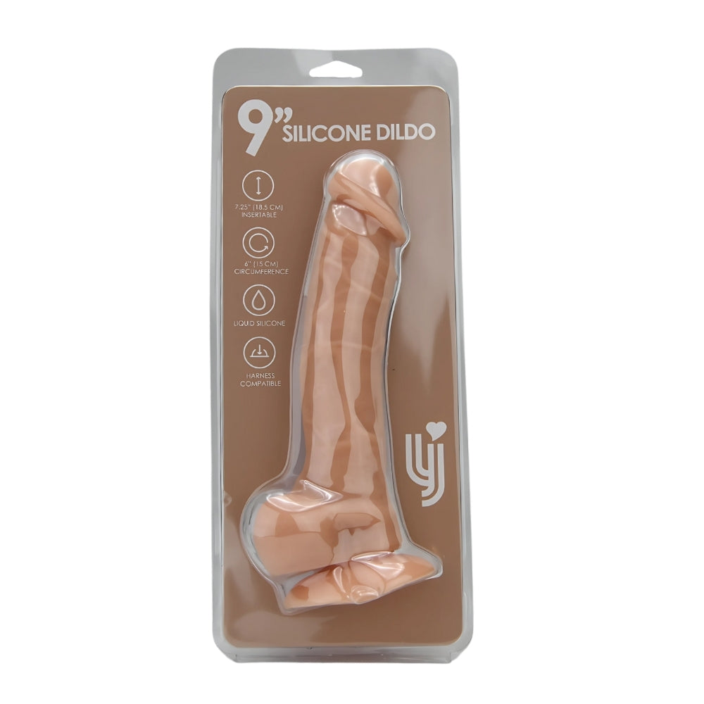 Loving Joy 9 Inch Realistic Silicone Dildo (Vanilla) – Strong Suction Base Harness Compatible Dildo > Dildos > Large Dildos