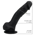 Loving Joy 9 Inch Realistic Silicone Dildo with Suction Cup and Balls (Black) – Harness Compatible Dildo > Dildos > Large Dildos