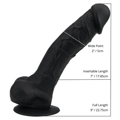 Loving Joy 9 Inch Realistic Silicone Dildo with Suction Cup and Balls (Black) – Harness Compatible Dildo > Dildos > Large Dildos