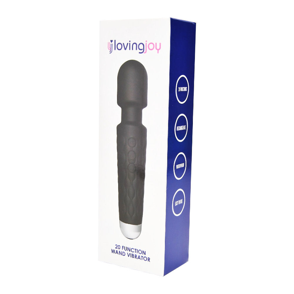 Loving Joy 20 Function Wand Vibrator (Black) – Waterproof USB Rechargeable Wand Vibrator 8 Inch Length > Sex Toys > Mini Massagers
