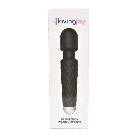 Loving Joy 20 Function Wand Vibrator (Black) – Waterproof USB Rechargeable Wand Vibrator 8 Inch Length Electric Massager