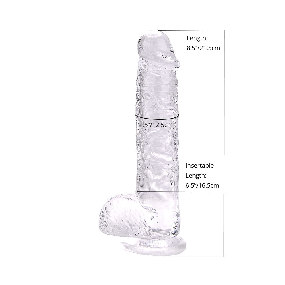 Loving Joy 8.5 Inch Transparent Dildo with Balls – Realistic Suction Cup Dildo > Dildos > Realistic Dildos