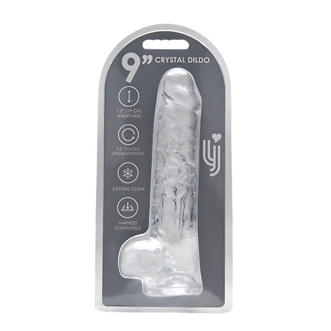 Loving Joy 9.5 Inch Transparent Dildo with Balls – Realistic Suction Cup Dildo 1.75 Inch Diameter Dongs Big