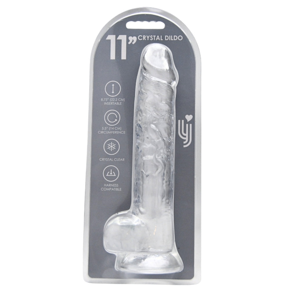Loving Joy 11 Inch Clear Dildo with Balls – Realistic Suction Cup Dildo 11 Inch Length 1.75 Inch Diameter Dongs Big