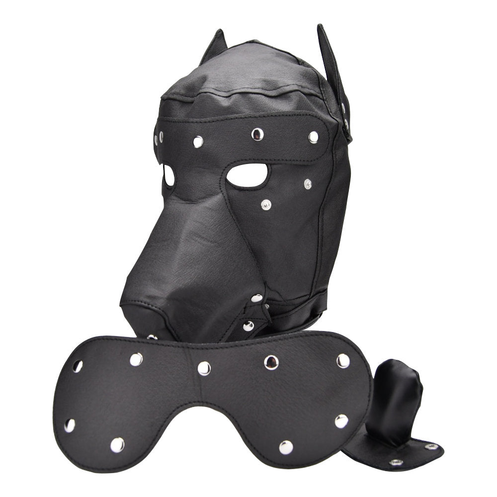 Bound to Please Dog Mask – Bondage Hood With Removable Ears, Snout, Blindfold, and Padded Gag Default Title > Bondage Gear > Bondage Hoods Main image