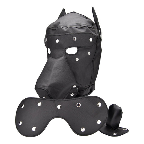 Bound to Please Dog Mask – Bondage Hood With Removable Ears, Snout, Blindfold, and Padded Gag Default Title > Bondage Gear > Bondage Hoods