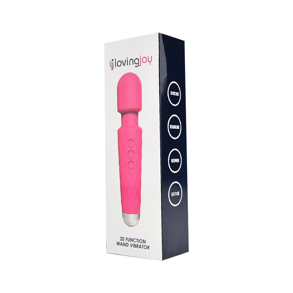 Loving Joy 20 Function Wand Vibrator (Pink) – Waterproof Rechargeable Wand Vibrator 8 Inches Electric Massager