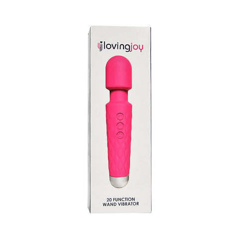 Loving Joy 20 Function Wand Vibrator (Pink) – Waterproof Rechargeable Wand Vibrator 8 Inches Electric Massager
