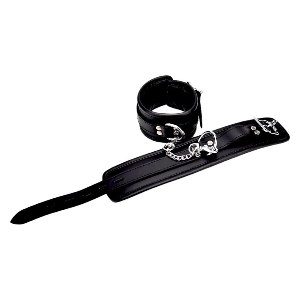 Bound Leather Wrist Restraints (Black) – Adjustable Padded Leather Restraints Default Title > Bondage Gear > Restraints Main image