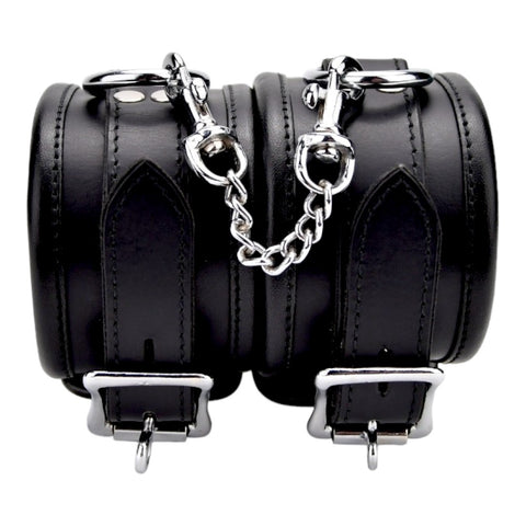 Bound Leather Wrist Restraints (Black) – Adjustable Padded Leather Restraints > Bondage Gear > Restraints