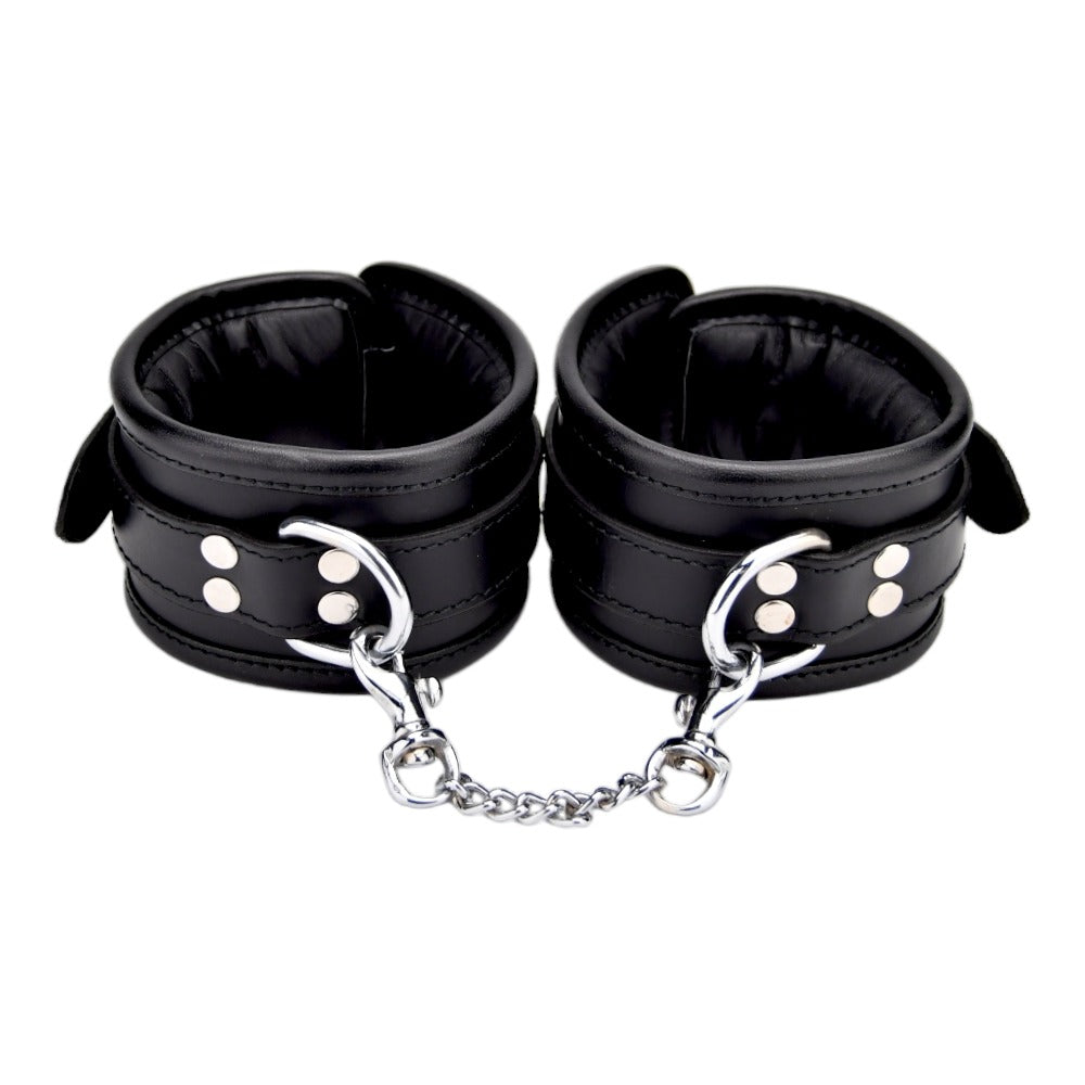 Bound Leather Wrist Restraints (Black) – Adjustable Padded Leather Restraints > Bondage Gear > Restraints
