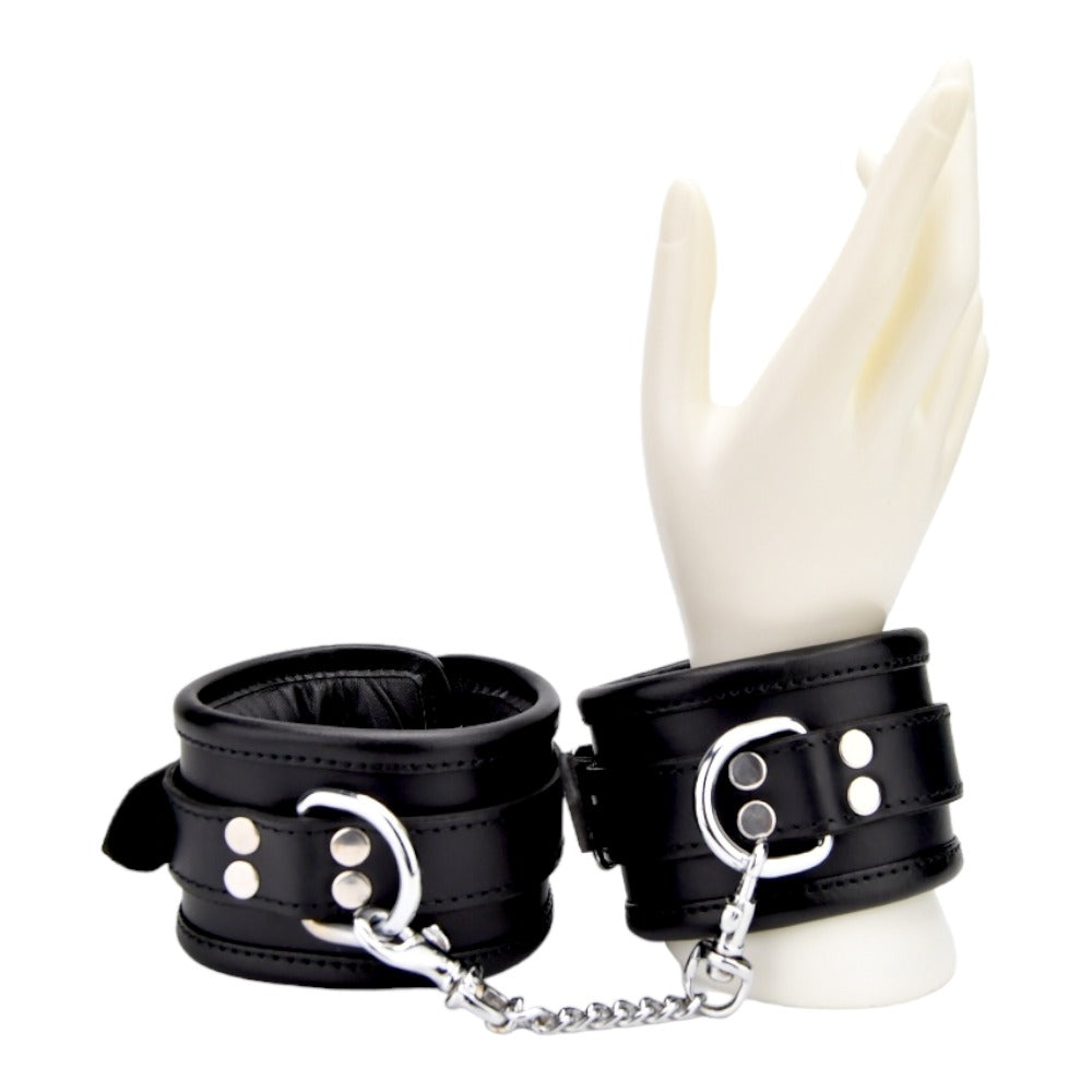 Bound Leather Wrist Restraints (Black) – Adjustable Padded Leather Restraints > Bondage Gear > Restraints
