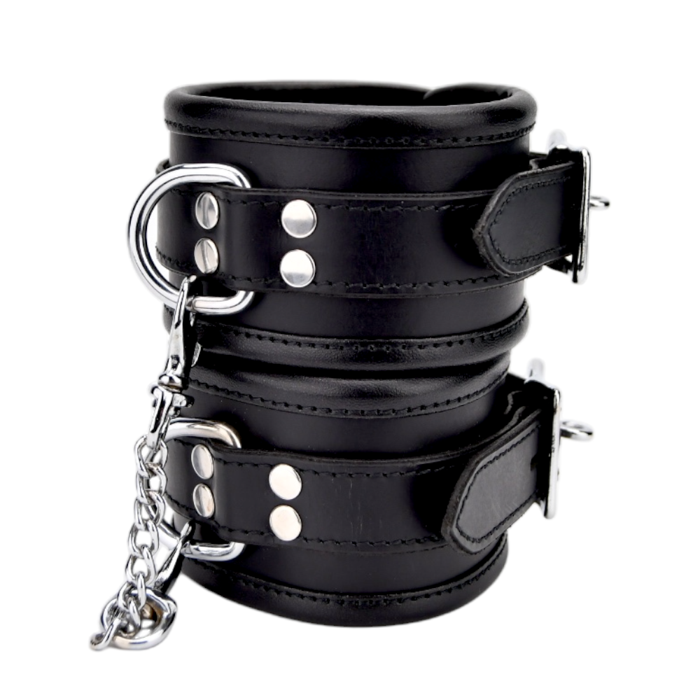 Bound Leather Wrist Restraints (Black) – Adjustable Padded Leather Restraints > Bondage Gear > Restraints