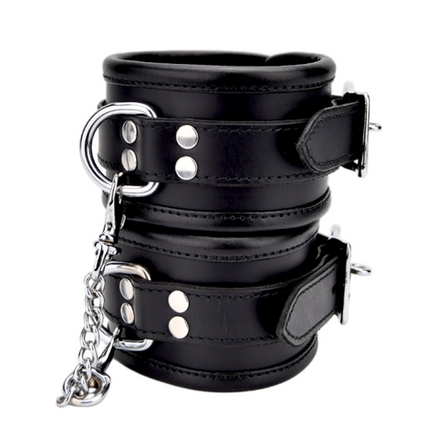 Bound Leather Wrist Restraints (Black) – Adjustable Padded Leather Restraints > Bondage Gear > Restraints