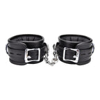 BOUND Leather Ankle Restraints – Adjustable Padded Leather Restraints with Silver Trims and Detachable Chain > Bondage Gear > Restraints