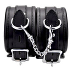 BOUND Leather Ankle Restraints – Adjustable Padded Leather Restraints with Silver Trims and Detachable Chain > Bondage Gear > Restraints