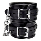 BOUND Leather Ankle Restraints – Adjustable Padded Leather Restraints with Silver Trims and Detachable Chain > Bondage Gear > Restraints