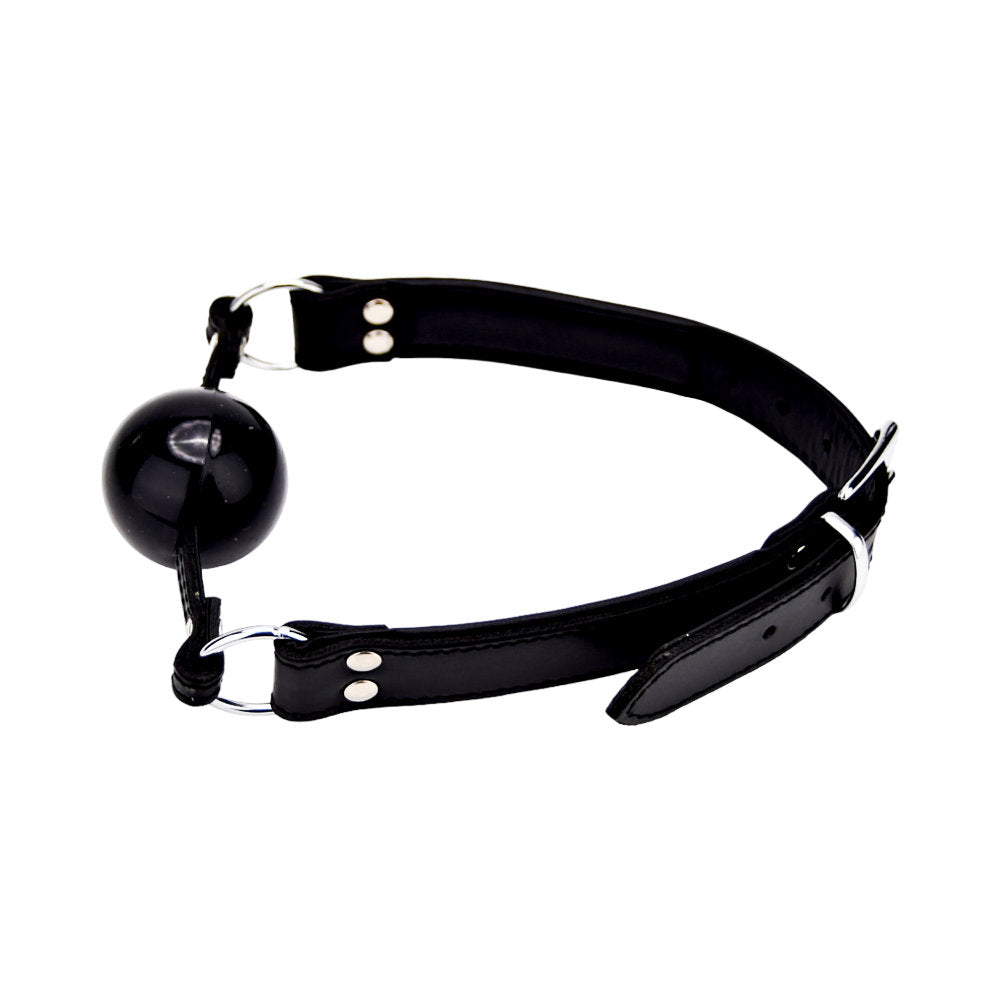 BOUND Leather Solid Ball Gag (Black) – High-Quality Adjustable Ball Gag With Silicone Rubber Ball > Bondage Gear > Gags and Bits