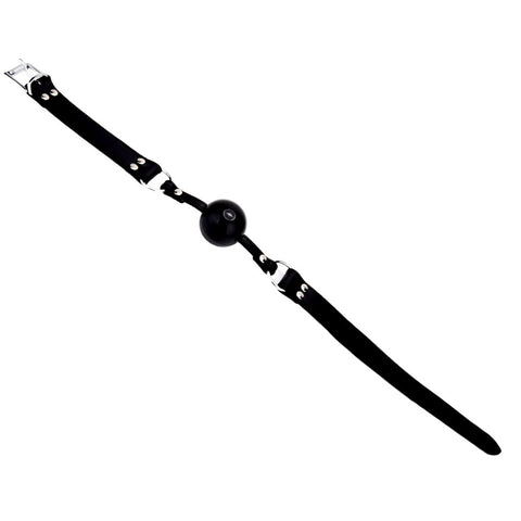 BOUND Leather Solid Ball Gag (Black) – High-Quality Adjustable Ball Gag With Silicone Rubber Ball > Bondage Gear > Gags and Bits