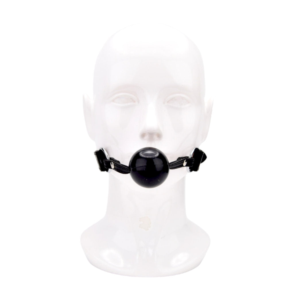 BOUND Leather Solid Ball Gag (Black) – High-Quality Adjustable Ball Gag With Silicone Rubber Ball > Bondage Gear > Gags and Bits