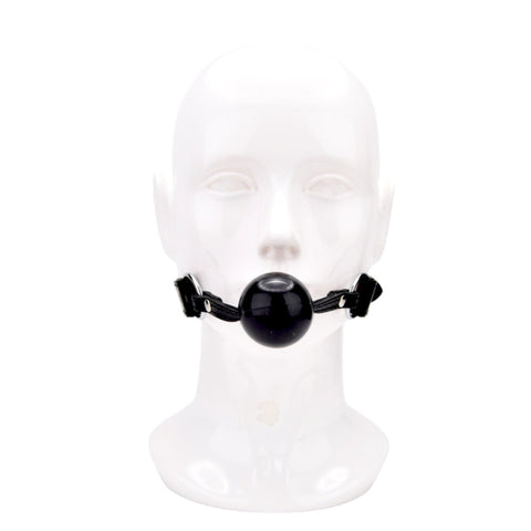 BOUND Leather Solid Ball Gag (Black) – High-Quality Adjustable Ball Gag With Silicone Rubber Ball > Bondage Gear > Gags and Bits