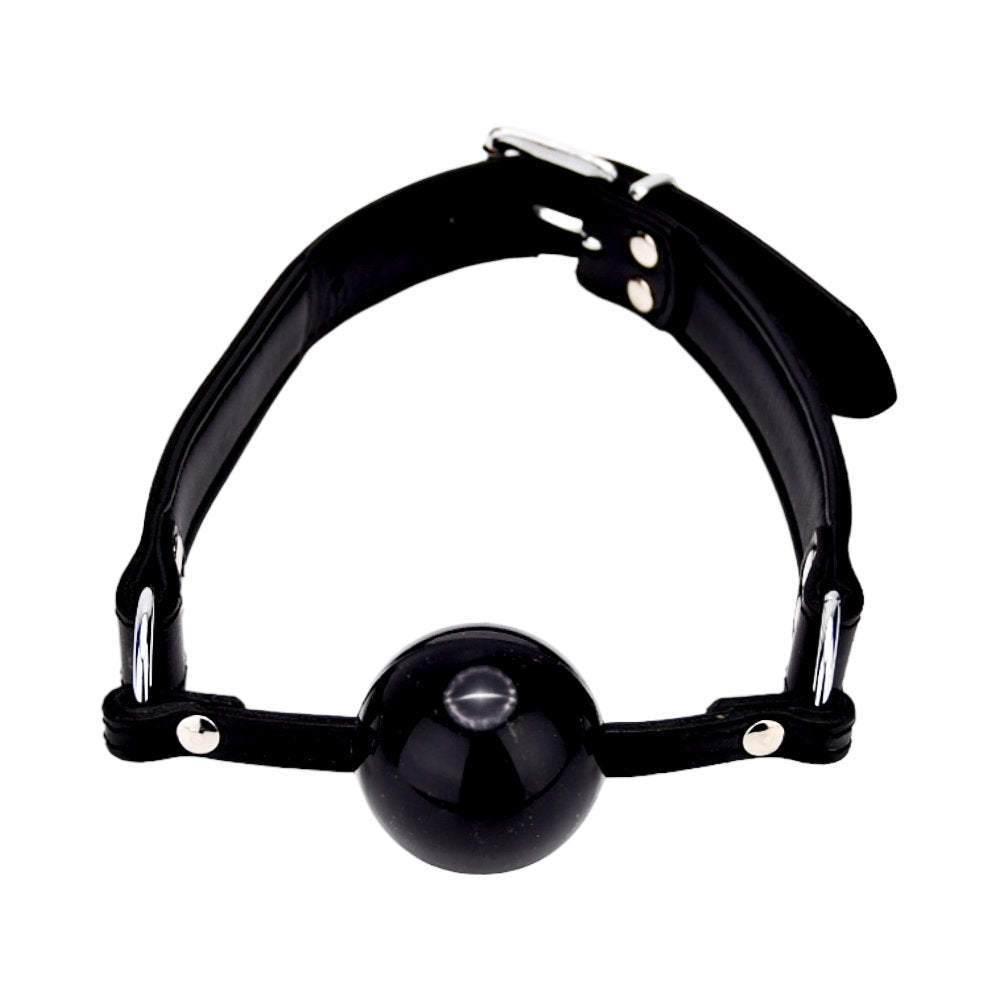 BOUND Leather Solid Ball Gag (Black) – High-Quality Adjustable Ball Gag With Silicone Rubber Ball Default Title > Bondage Gear > Gags and Bits Main image