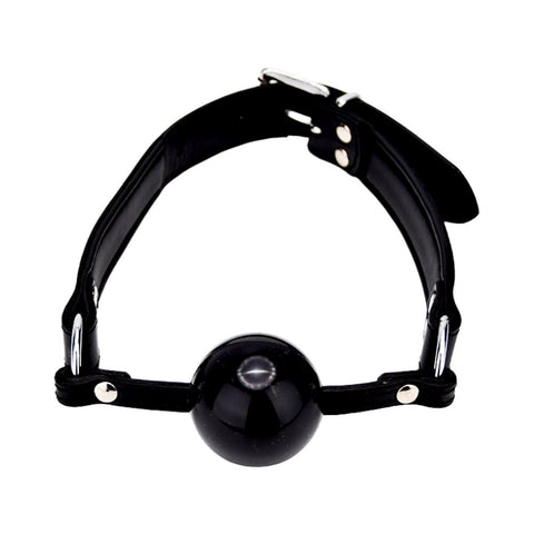 BOUND Leather Solid Ball Gag (Black) – High-Quality Adjustable Ball Gag With Silicone Rubber Ball Default Title > Bondage Gear > Gags and Bits