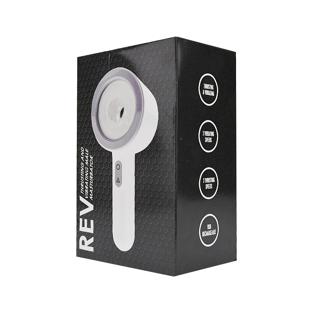 REV Thrusting and Vibrating Male Masturbator – USB Rechargeable, 8 Inch Length Male Masturbator Strokers - Vibrating