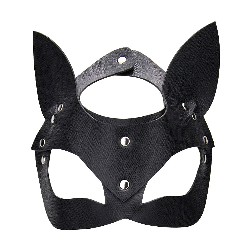 Bound to Play Kitty Cat Face Mask (Black) – Adjustable PU Leather Mask Masks