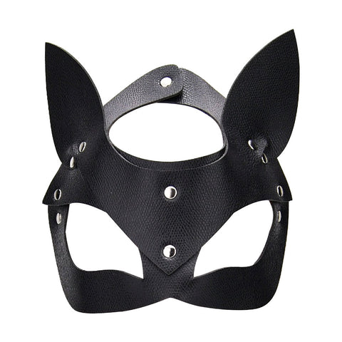 Bound to Play Kitty Cat Face Mask (Black) – Adjustable PU Leather Mask Masks