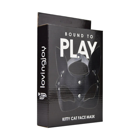 Bound to Play Kitty Cat Face Mask (Black) – Adjustable PU Leather Mask Masks