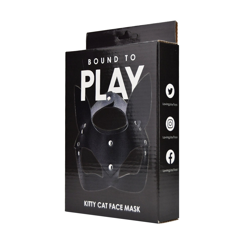 Bound to Play Kitty Cat Face Mask (Black) – Adjustable PU Leather Mask > Bondage Gear > Masks