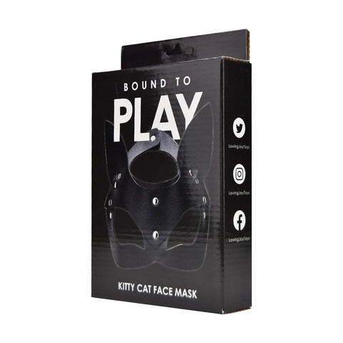 Bound to Play Kitty Cat Face Mask (Black) – Adjustable PU Leather Mask Masks